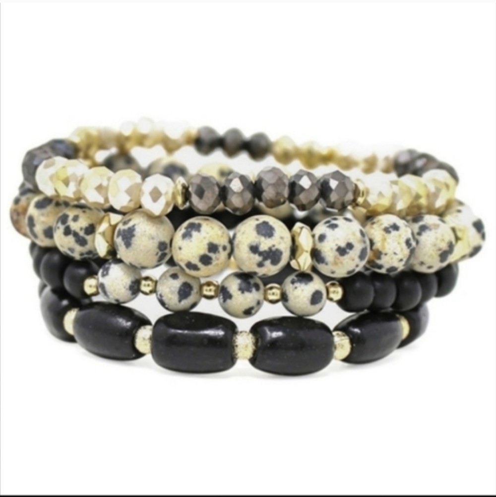 Jasper Stone Stacked Beaded Bracelets